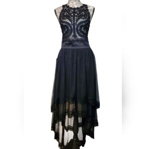 bebe Black Lace High-Low Dress